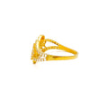 Tasteful Checkered 22k Gold CZ Ring