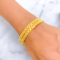 Sparkling Striped 21k Gold Bangles