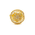 Extravagant Floral 22k Gold CZ Ring