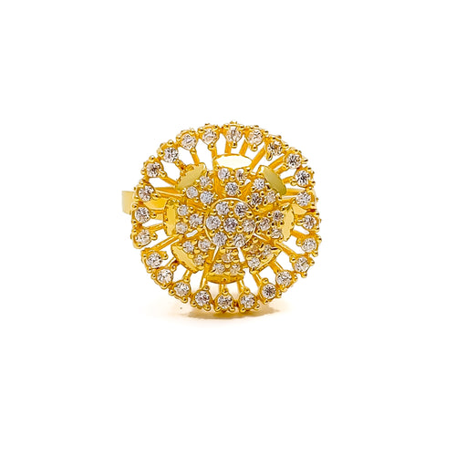 Extravagant Floral 22k Gold CZ Ring