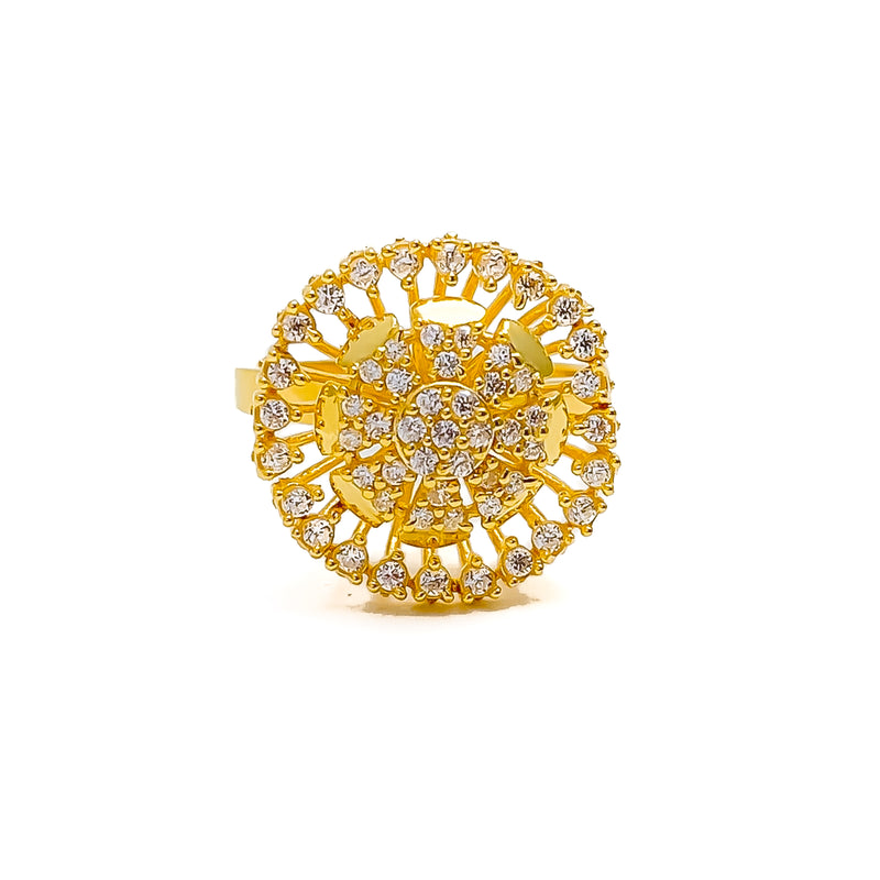 Extravagant Floral 22k Gold CZ Ring