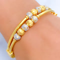 Alternating Polka Dotted 22k Gold Orb Bangle Bracelet