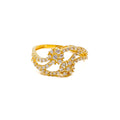 Delicate Twin Flower 22k Gold CZ Ring