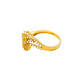 Delicate Twin Flower 22k Gold CZ Ring
