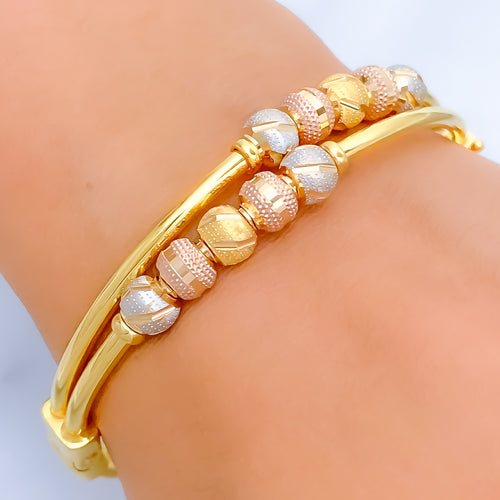 Delightful Trendy 22k Gold Orb Bangle Bracelet 