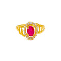 Sculptural Oval 22k Gold CZ Ring