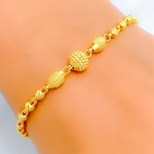 Delicate Triple Orb 22k Gold Bracelet 