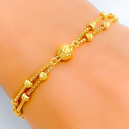 Fancy Dual Chain Orb 22k Gold Bracelet