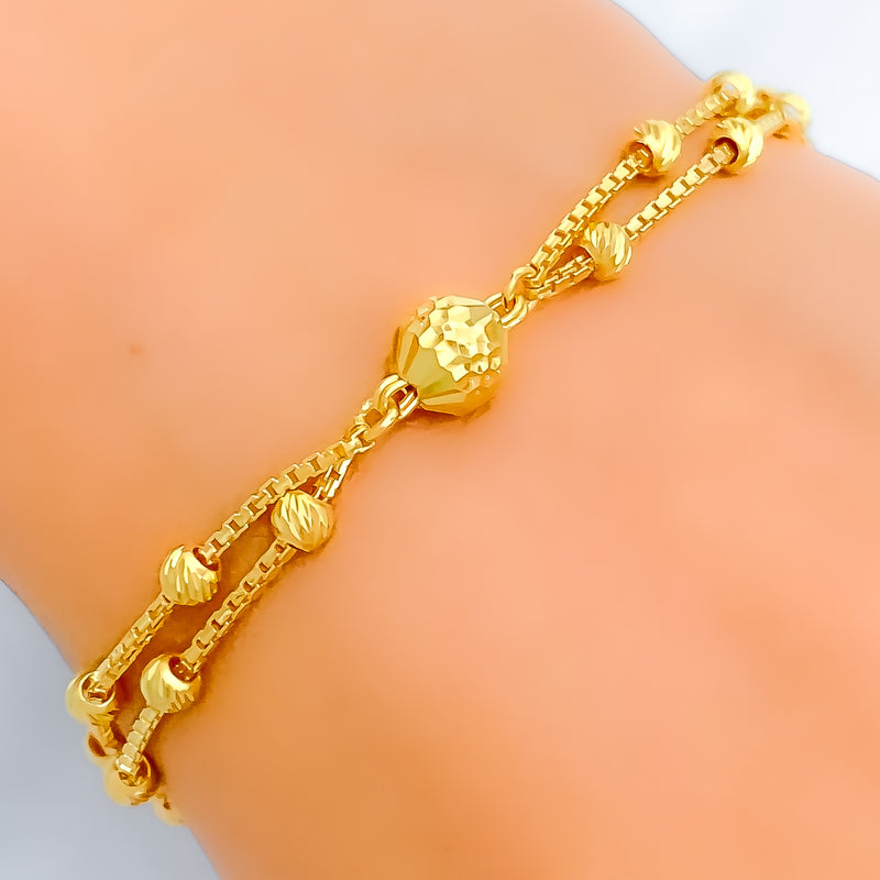 Dressy Dual Chain Orb 22k Gold Bracelet