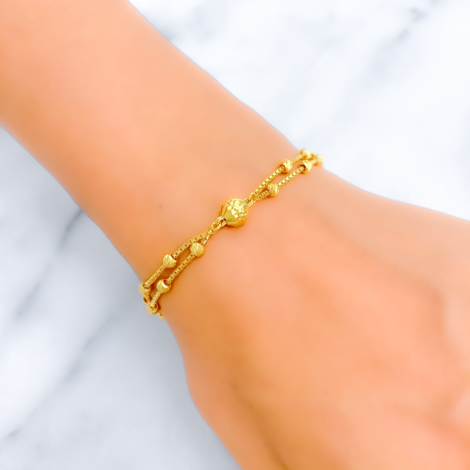 Dressy Dual Chain Orb 22k Gold Bracelet – Andaaz Jewelers