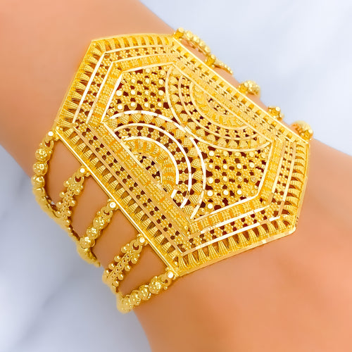 Upscale Royal 22K Gold Statement Bracelet