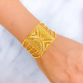 Bold Striped Square 2K Gold Statement Bracelet