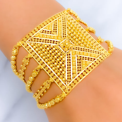 Bold Striped Square 2K Gold Statement Bracelet