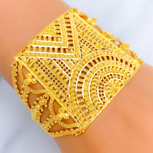 Magnificent Striped 22K Gold Statement Bracelet