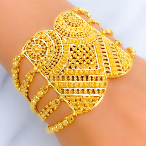 Elegant Elevated 22K Gold Beaded Statement Bracelet