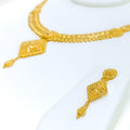 Checkered Kite Shaped 22k Gold Necklace Set