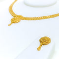 Refined Floral Mandala 22k Gold Necklace Set