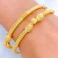 Upscale Beaded 22k Gold Striped Pipe Bangles 