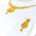 Intricate Festive Floral 22k Gold Necklace Set