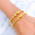 Sparkling Dotted 22k Gold Pipe Sophisticated Bangles