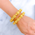 Extravagant Blooming Floral 22k Gold Pipe Bangles