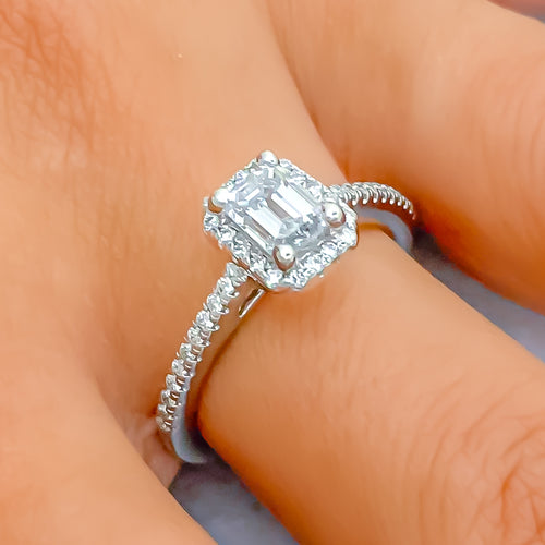 Delicate Delightful Diamond + 14k White Gold Ring 