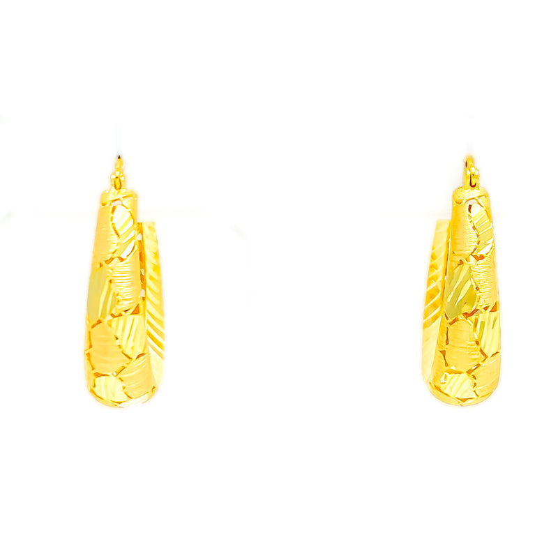 Impressive Textured 22k Gold Hoop Earrings