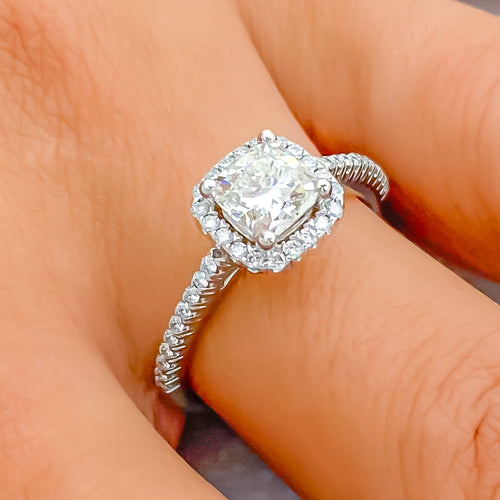 Exclusive Princess Cut Diamond + 14k White Gold Ring 