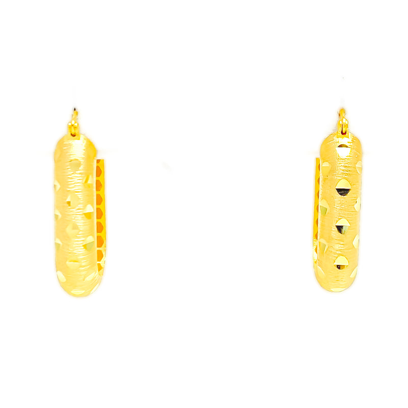 Elegant Dotted Chic 22k Gold Hoop Earrings