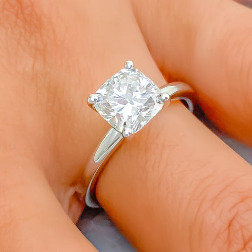 Lovely Princess Cut Diamond + 14k White Gold Ring 