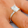 Elongated Radiant Cut Diamond + 14k White Gold Ring 