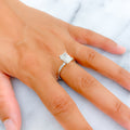 Elongated Radiant Cut Diamond + 14k White Gold Ring 