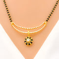 Dangling Flower Diamond + 18k Gold Mangal Sutra 