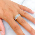 Trendy Pave Setting Diamond + 14k White Gold Ring 