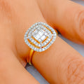 Shiny Elevated Cushion 18K Gold + Diamond Ring