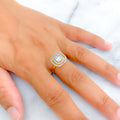 Shiny Elevated Cushion 18K Gold + Diamond Ring