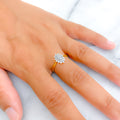 Sleek Floral Marquise 18K Gold + Diamond Ring