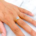 Radiant Floral 18K Gold + Diamond Studded Ring