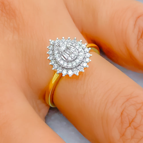 Sophisticated Sparkling 18K Gold + Diamond Ring