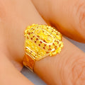 Delicate Decorative 22K Gold Bead Ring