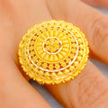 Ornate Dome Flower 22k Gold Statement Ring 