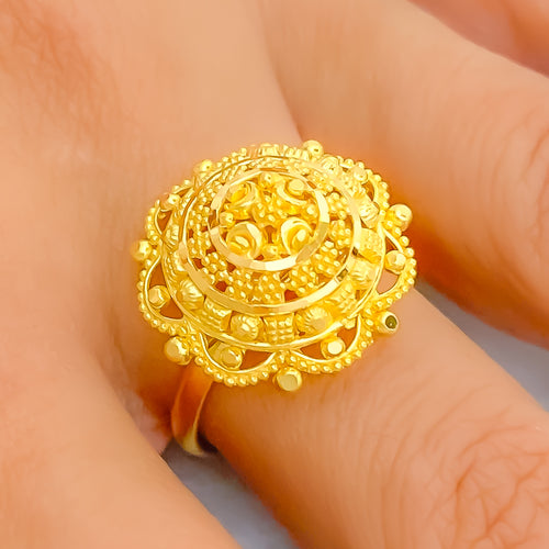 Graceful Laced 22k Gold Dome Statement Ring