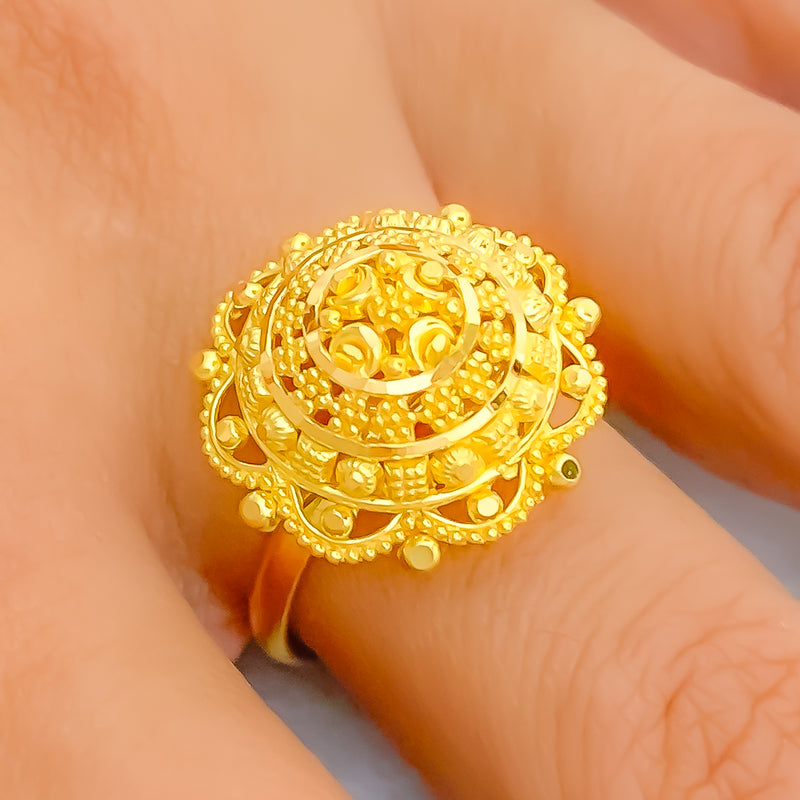 Graceful Laced 22k Gold Dome Statement Ring