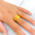 Classic Beaded Flower 22K Gold Ring 