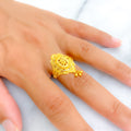 Reflective Paisley Accented 22K Gold Ring