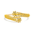 Shimmering Overlapping Floral 22k Gold Bangle Bracelet 