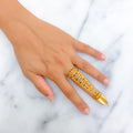 Palatial Striped 22k Overall Gold Finger Ring