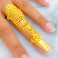 Dual Floral Delight 22k Overall Gold Finger Ring 