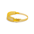 Luminescent Symmetrical 22k Gold Leaf Bangle Bracelet 