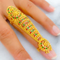 Colored Striped Meena 22k Overall Gold Finger Ring 